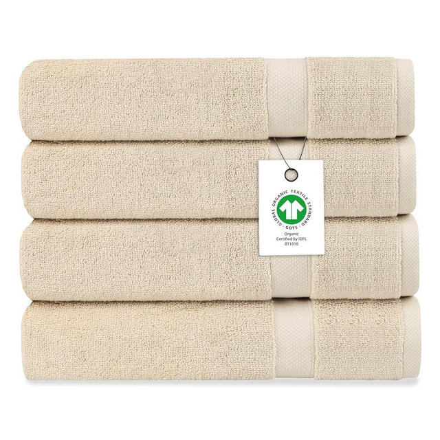 Delara Organic Cotton Luxuriously Plush Bath Towel Pack of 4 | GOTS & OEKO-TEX Certified | Premium Hotel Quality Towels | Feather Touch Technology|650 GSM Long Staple|Soft, Quick Dry & Ultra-Absorbent