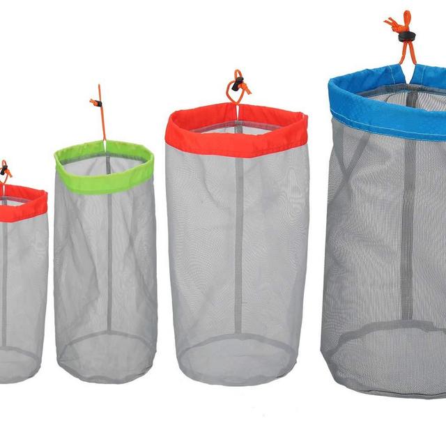 Small to XXLarge 5 Pcs Alemon Ultralight Nylon Mesh Bags Sleeping Bag Ditty Sacks Drawstring Storage Bag for Travelling Hiking, Set of 5
