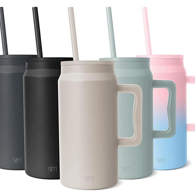 Simple Modern 50 oz Mug Tumbler with Handle and Straw Lid | Reusable Insulated Stainless Steel Large Travel Jug Water Bottle | Gifts For Men, Women, Mom, Dad | Trek Collection | 50oz | Almond Birch