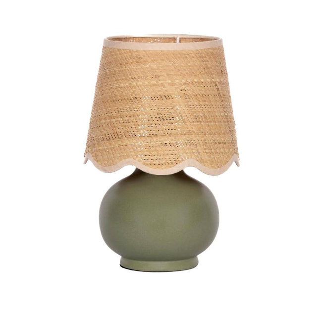 TORONATA Benton Ceramic Table Lamp with Fabric Shade – 13" Bedside Accent Lamp for Bedroom, Living Room & Nightstand (Green)