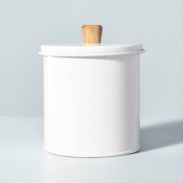 37oz Metal Canister with Wood Knob Sour Cream - Hearth & Hand™ with Magnolia