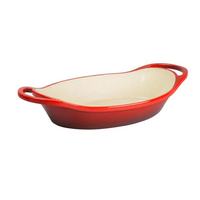Enameled Oval Casserole - Red / 2 QT