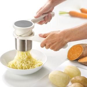 Joseph Joseph Helix Potato Ricer Masher Ergonomic Twist-Action Hand ManualStainless Steel For Mashed Potato, Vegetable Purees, Stainless Steel, White
