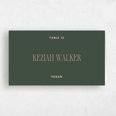 Green Typography Wedding Place Card - Solange Vegan