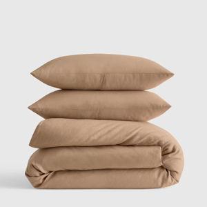 European Linen Duvet Cover Set - King/Cal King (Latte)