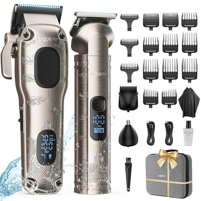 Vgrpro Hair Clippers for Men Professional, Cordless Hair Clippers for Hair Cutting, Mens Clippers and Trimmers Set, Electric Hair Trimmer for Men with Package Box (Silver)