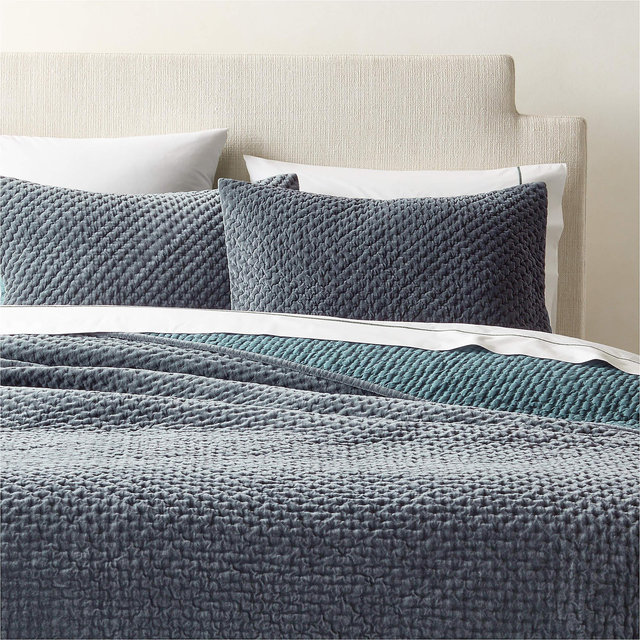 Montera Organic Cotton Faded Teal Velvet King Quilt