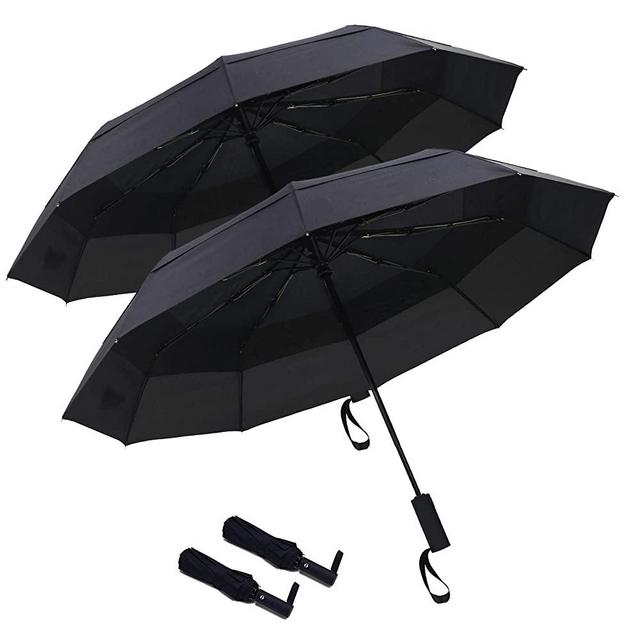 PFFY 2 PACK Compact Travel Umbrella Windproof Collapsible 10 RIBS Auto Open & Close Folding Small Umbrella