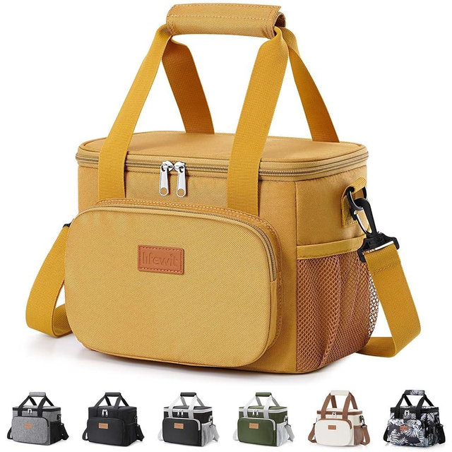 Lifewit Medium Lunch Bag Insulated Lunch Box Soft Cooler Cooling Tote for Adult Men Women, Brown 12-Can (9L)