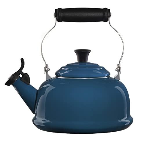 Le Creuset Enamel On Steel Whistling Tea Kettle, 1.7 qt., Deep Teal