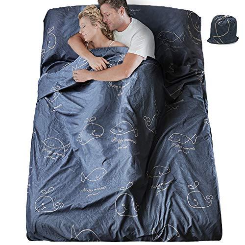 SueH Design 7.5' Long Lightweight Sleeping Bag Liner of Aloe Cotton for Adult Use in Hotel, Motel and The Outdoors | Summer Sleeping Bag with Zippered Opening for The Feet