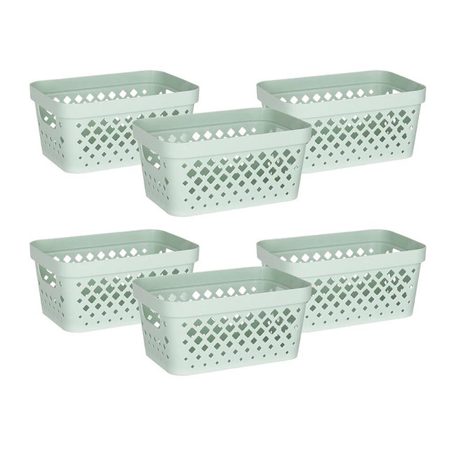 Glad Plastic Baskets for Organizing, Set of 6 | Pantry Storage for Under Counter, Linen Closet, and Bathroom | Nesting Shelf Bins with Handles, 1 Gallon, Sage
