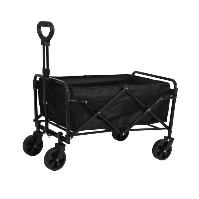 LakeForest "100L Collapsible Folding Wagon Cart, Heavy Duty 220lbs Load Capacity, Foldable for Outdoor & Garden" Black