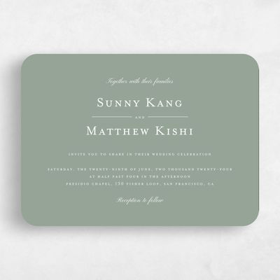 Green Rounded Wedding Invitation - Lucca Landscape
