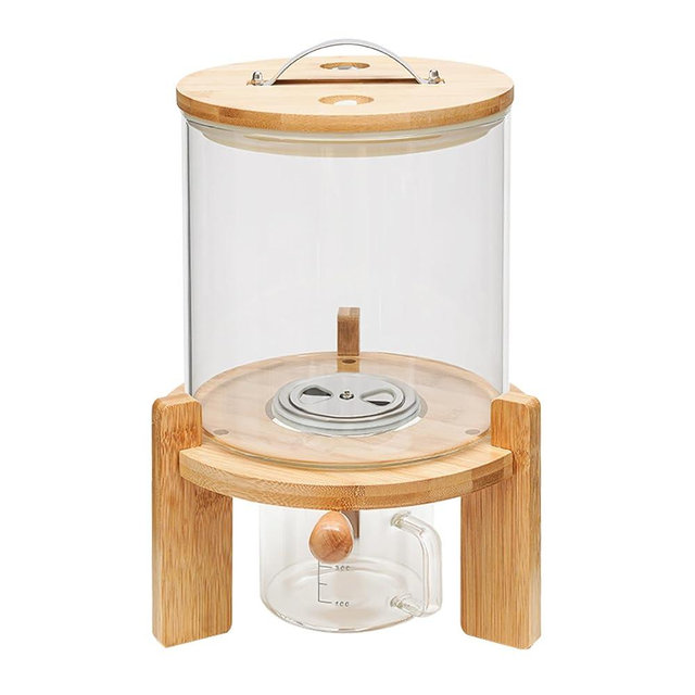 Glass Rice Dispenser, Grain Dispensers Clear Dry Food Storage Container, 5L/0.32Gal Flour Cereal Rice Storage Box With Sealed Lid And Measuring Cup For Storing Sugar/Coffee Beans/Oats/Kitchen Food