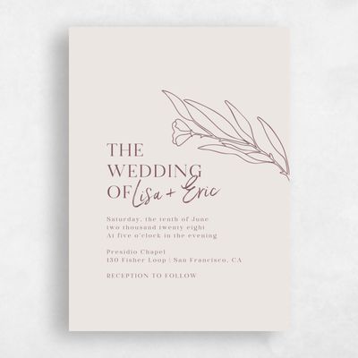 Beige Floral Wedding Invitation - Pistoia Portrait