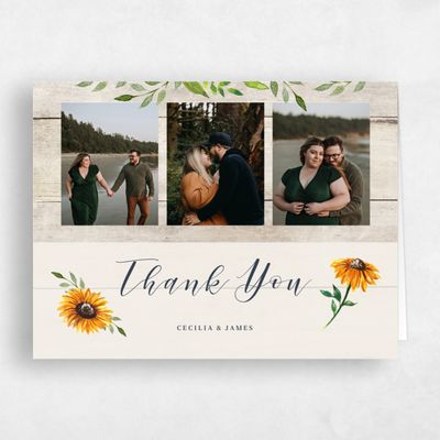 Linen, Beige Wedding Thank You - Sunnyridge Portrait