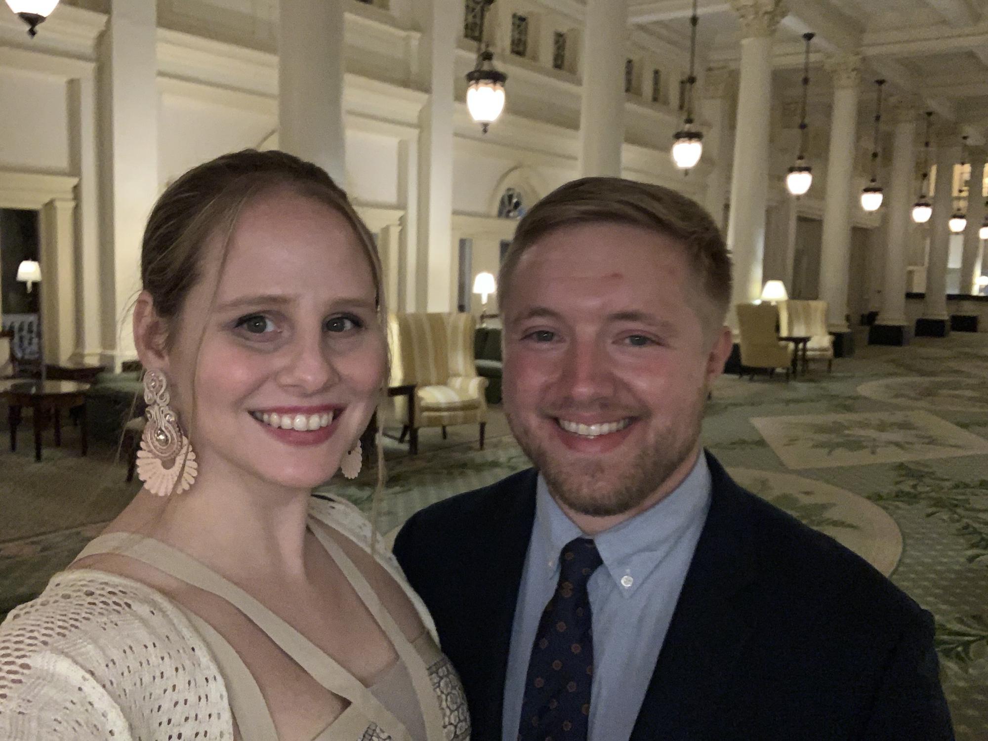 At the Homestead Resort in Hot Springs, VA, a Lundelius Family favorite vacation spot, and where we decided to move in together!