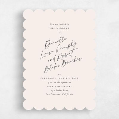Beige Scalloped Wedding Invitation - Atlas Classic