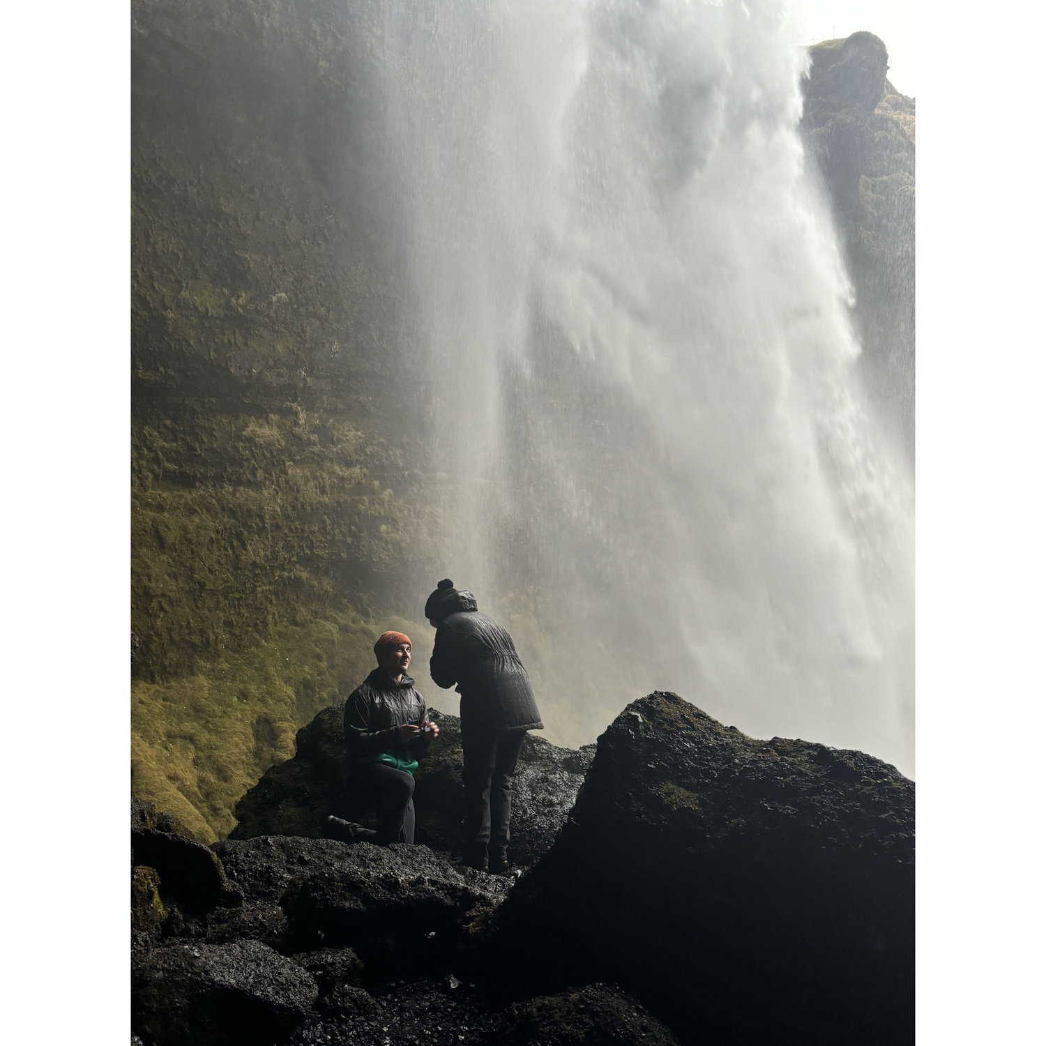 David chose the most beautiful backdrop to propose, beneath Kvernufoss in Iceland