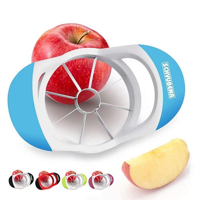 SCHVUBENR 3.5 Inch Apple Slicer - Professional Apple Cutter - Stainless Steel Apple Corer - Super Sharp Apple Slicer and Corer - Apple Corer Tool with 8 Sharp Blades(Blue)