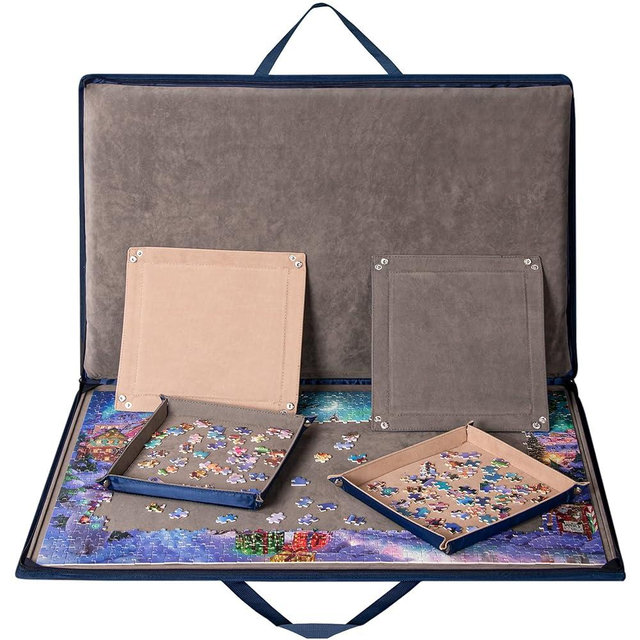 Lavievert 1000 Pieces Jigsaw Puzzle Board, Portable Puzzle Case with 4 Sorting Trays, Puzzle Caddy Puzzle Storage Saver with Non-Slip Surface for Adults and Kids
