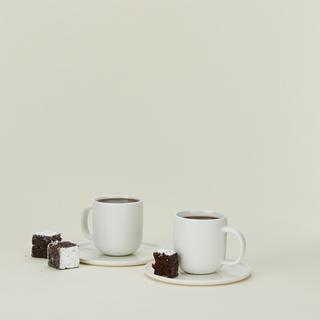 Simple Porcelain Espresso Mug & Saucer, Set of 2