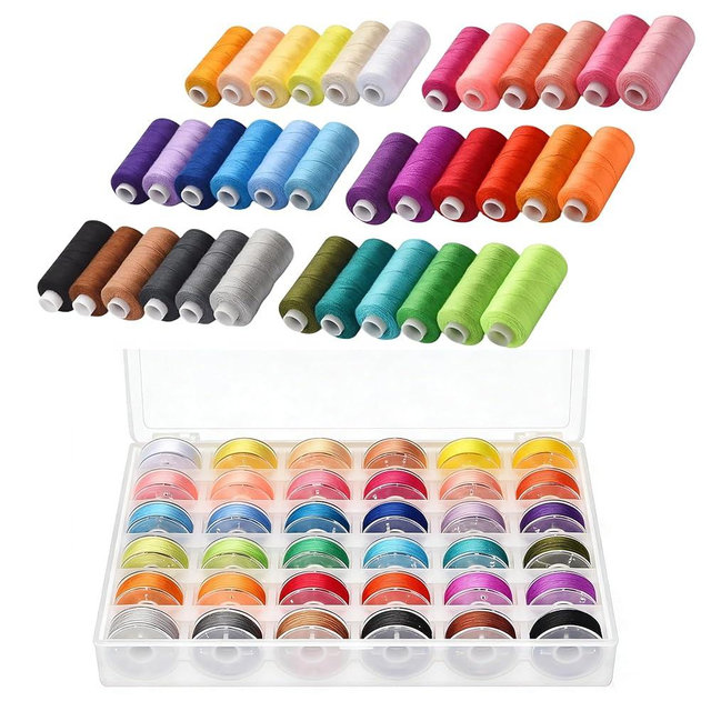 Simthread 36PCS+36PCS 400 Yards Sewing Thread Kit, 36 Colors, Prewound Bobbins, for Sewing Machine Threads