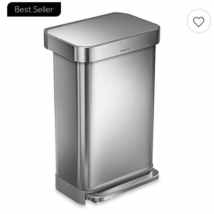 simplehuman® 45-Liter Rectangle LinerStep Trash Can w/Liner Pocket in Brushed Stainless Steel