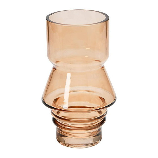 Bloomingville Glass Vase, 5" L x 5" W x 8" H, Brown