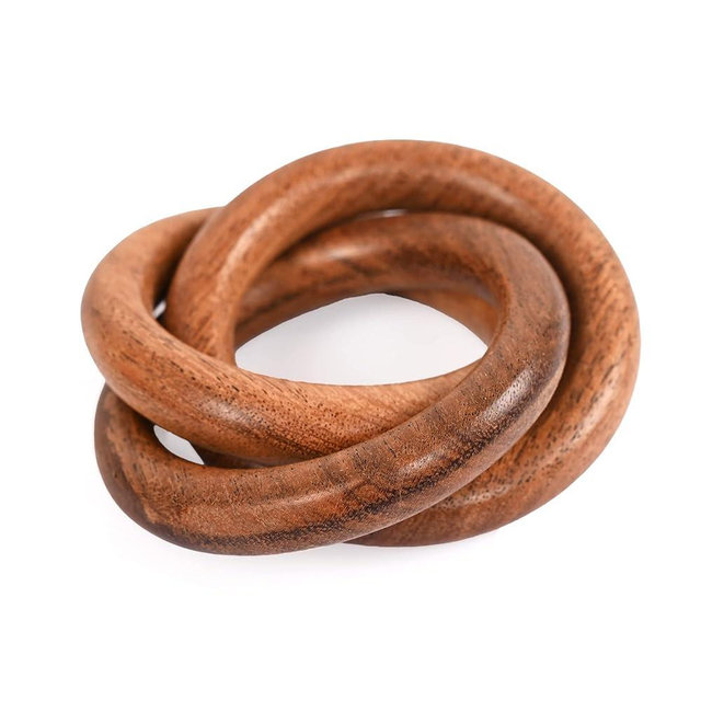 Three Ring Napkin Rings Set of 12, Decorative Handcuff Serviette Ring, Napkin Holders, Napkin Rings Bulk for Party Decoration, Dinning Table, Everyday, Family Gatherings Tabletop Décor - Rust Brown
