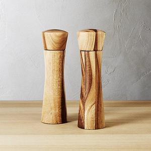set of 2 cinch acacia short salt-pepper mills
