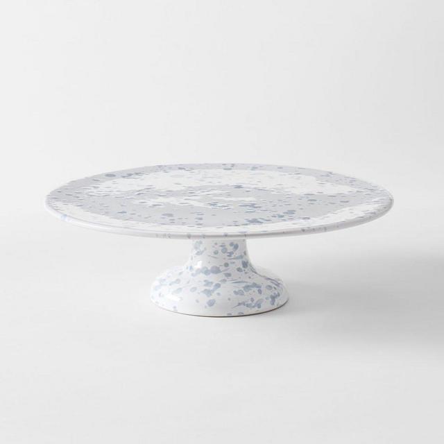 Grey on White Splatterware Cake Stand