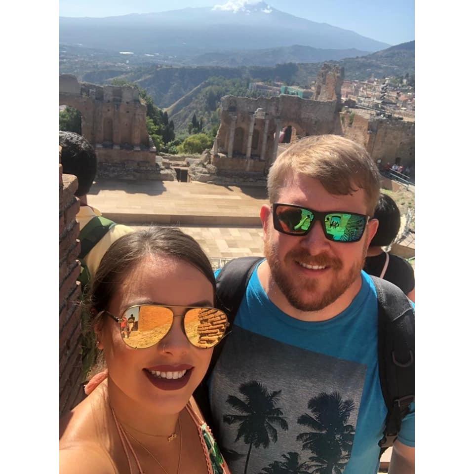 Greek Theater and Mt. Etna.  Sicily.