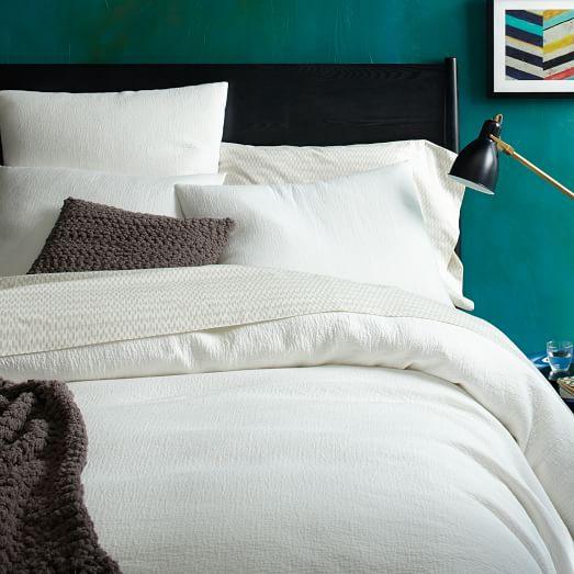 Organic Brighton Matelasse Duvet Cover + Shams - Stone White