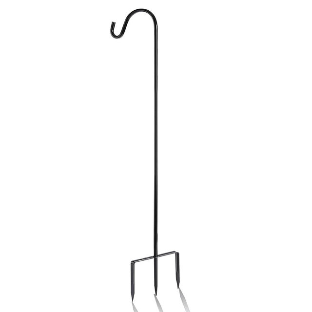 EXCMARK Shepherd Hook 48 inch 1/2 inch Thick Use at Weddings, Hanging Solar Lights, Lanterns, Bird Feeders, Metal Hanger Hook. (Black, 48 inch) U.S. Patent.