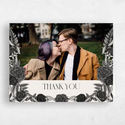 Grey Floral Wedding Thank You - Moreau Photo