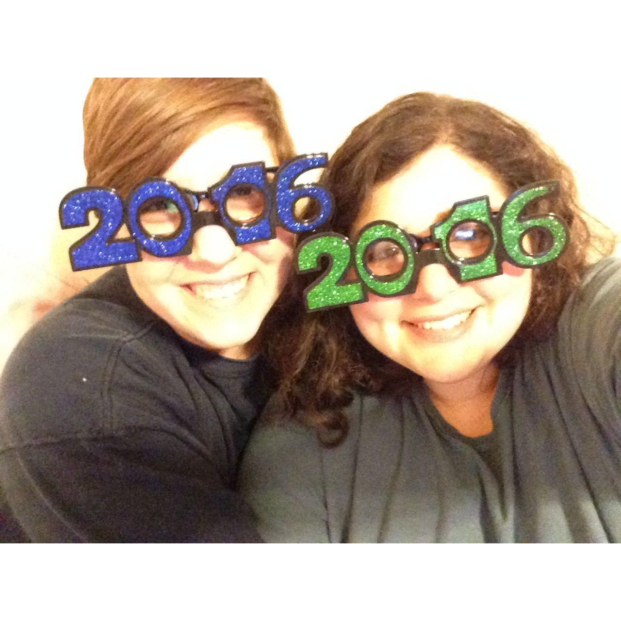 Maureen: We take New Year's Eve pictures with glasses every year.