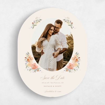 Pink Oval Wedding Save the Date - Reagan Photo