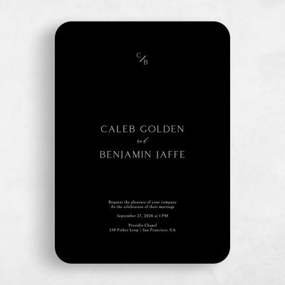 Black Rounded Wedding Invitation - Merick Classic