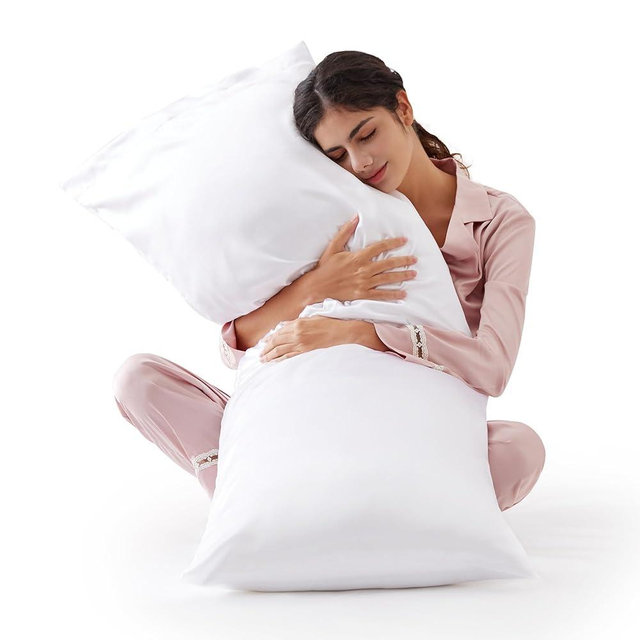 Love's cabin Satin Body Pillow Pillowcase, Similar to Silk Body Pillow Cover with Envelope Closure, Silky Cooling Long Pillowcases for Hair and Skin, 20x54 inches, White