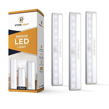 LED Motion Sensor Light 10 LED Battery Operated Lights, LED Under Cabinet Lighting, Stick On Lights, Magnetic Wireless Motion Sensor Night Light for Closet, Counter, Stairway (4 Pack) by PeakPlus