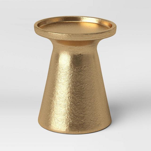 4" x 3.3" Aluminum Pillar Candle Holder Gold - Threshold™