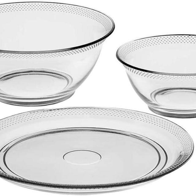 Anchor Hocking Bowls & Platter Hobnail Serving Dishes, 3 Piece Set, Dishwasher Safe Glass