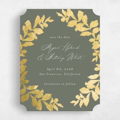 Green Ticket Wedding Save the Date - Jasmine Classic Foil