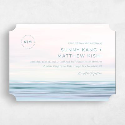 Blue Ticket Wedding Invitation - Dacosta Landscape