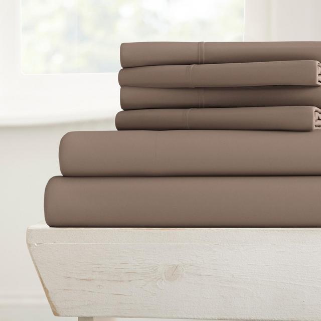 Solid 6 Piece Sheet Set - Ultra Soft, Easy Care - Becky Cameron, Taupe, King