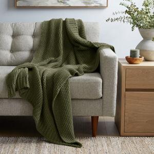 Cotton Fisherman Throw in Olive