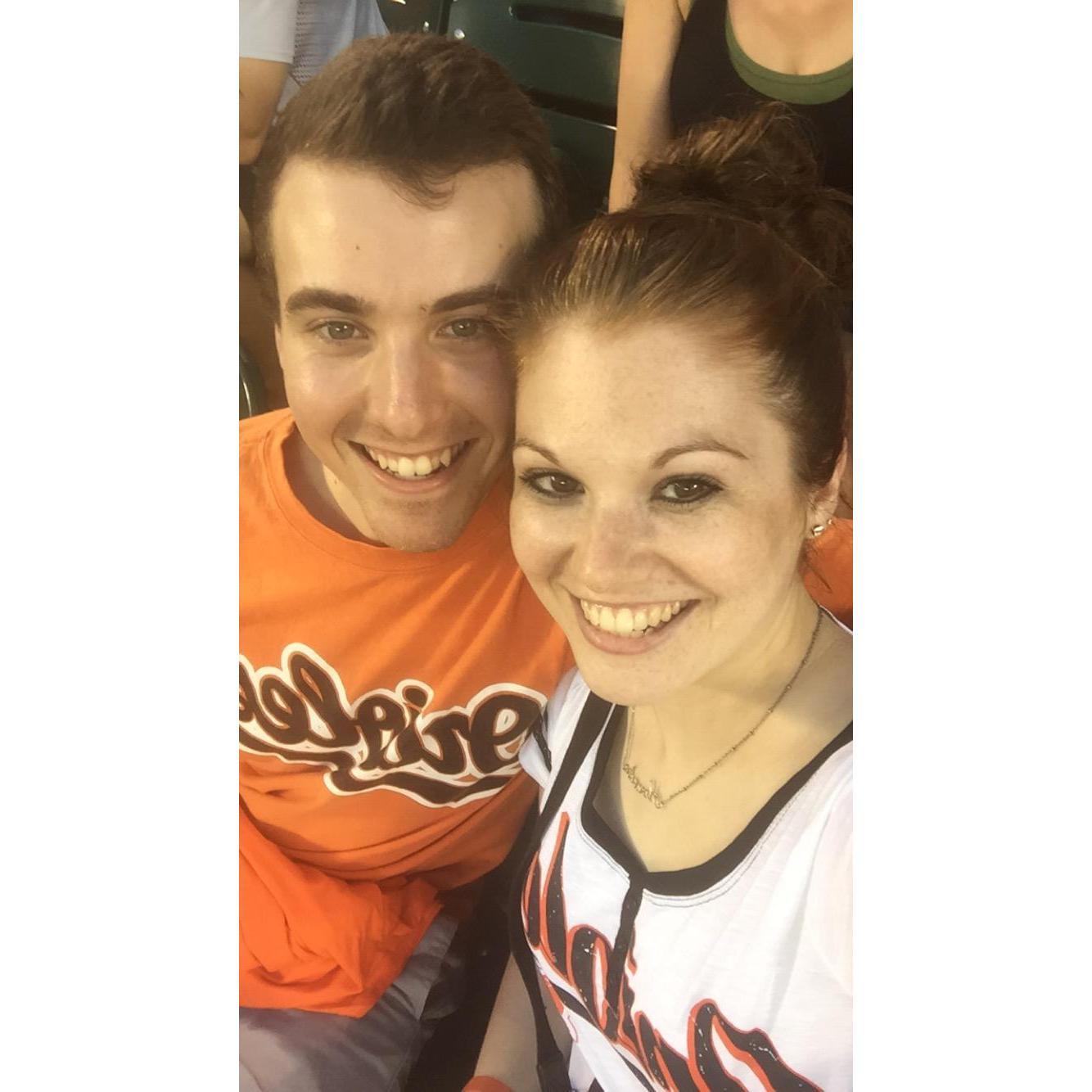 Our first Orioles game together and the first time that he met some of my friends (Allie & Sam).