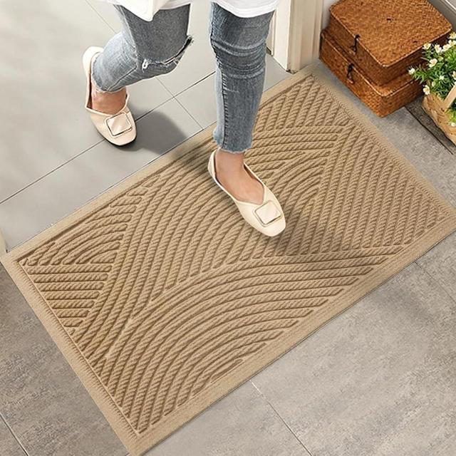 HIYARD Sturdy Front Door Mat, Absorbent Muddy Dirt Resist Welcome Door Mats Outdoor Indoor, Stain and Fade Resistant, Non-Slip Backing Entry Mat Low Profile Doormat for Entryway, 36×24, Beige